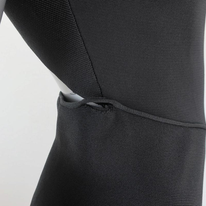 Victoria Beckham Cross Back Asymmetric Midi Dress Black Compact Knit Size 2 NEW available at CelebrityOwned.com img_5