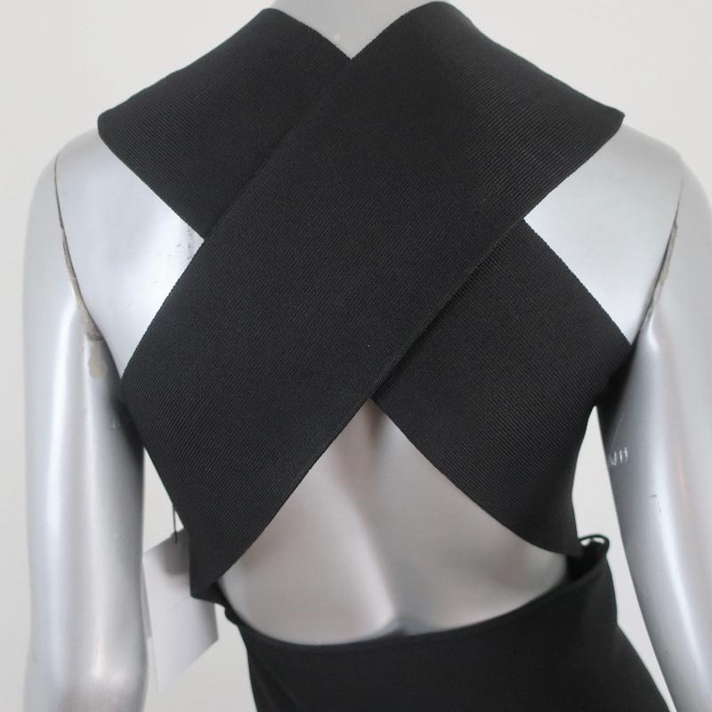 Victoria Beckham Cross Back Asymmetric Midi Dress Black Compact Knit Size 2 NEW available at CelebrityOwned.com img_7