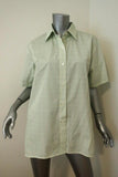 Victoria Beckham Oversize Short Sleeve Shirt Light Yellow Checked Cotton Size 8 available at CelebrityOwned.com img_1