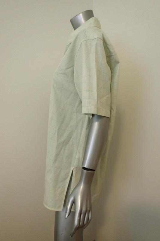 Victoria Beckham Oversize Short Sleeve Shirt Light Yellow Checked Cotton Size 8 available at CelebrityOwned.com img_5