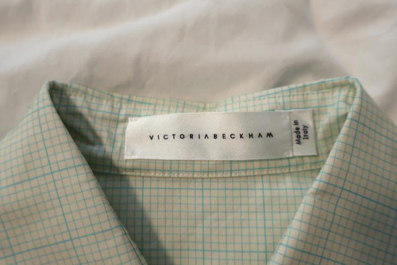 Victoria Beckham Oversize Short Sleeve Shirt Light Yellow Checked Cotton Size 8 available at CelebrityOwned.com img_8