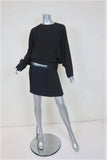Victoria Victoria Beckham Batwing Mini Dress Black/Navy Pleated Crepe Size US 2 available at CelebrityOwned.com img_1