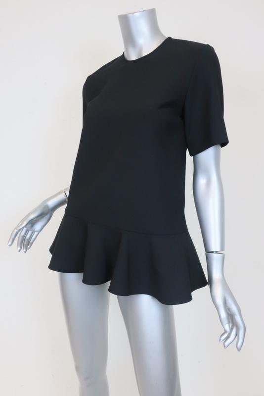 Victoria Victoria Beckham Peplum Top Black Wool-Blend Size 2 Short Sleeve Blouse available at CelebrityOwned.com img_3