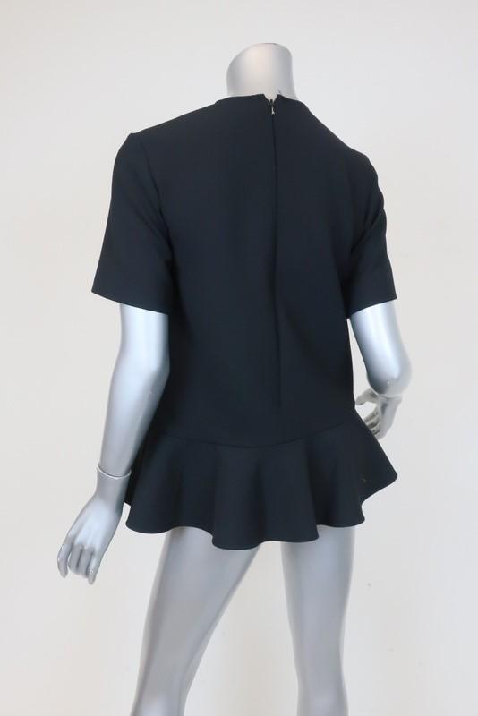 Victoria Victoria Beckham Peplum Top Black Wool-Blend Size 2 Short Sleeve Blouse available at CelebrityOwned.com img_4