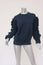 Victoria, Victoria Beckham Ruffle Sweater Navy Nylon Size 0 Crewneck Pullover