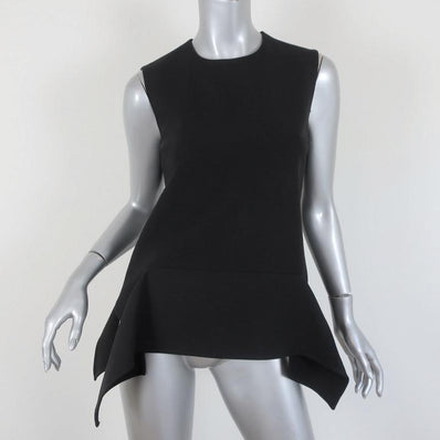 Victoria Victoria Beckham Top Black Wool Crepe Size US 4 Sleeveless Blouse available at CelebrityOwned.com img_1