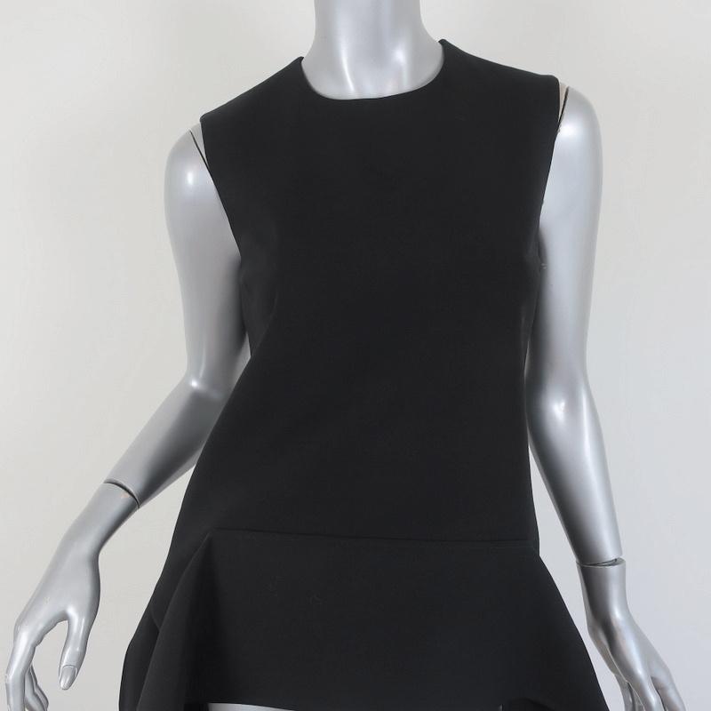 Victoria Victoria Beckham Top Black Wool Crepe Size US 4 Sleeveless Blouse available at CelebrityOwned.com img_2