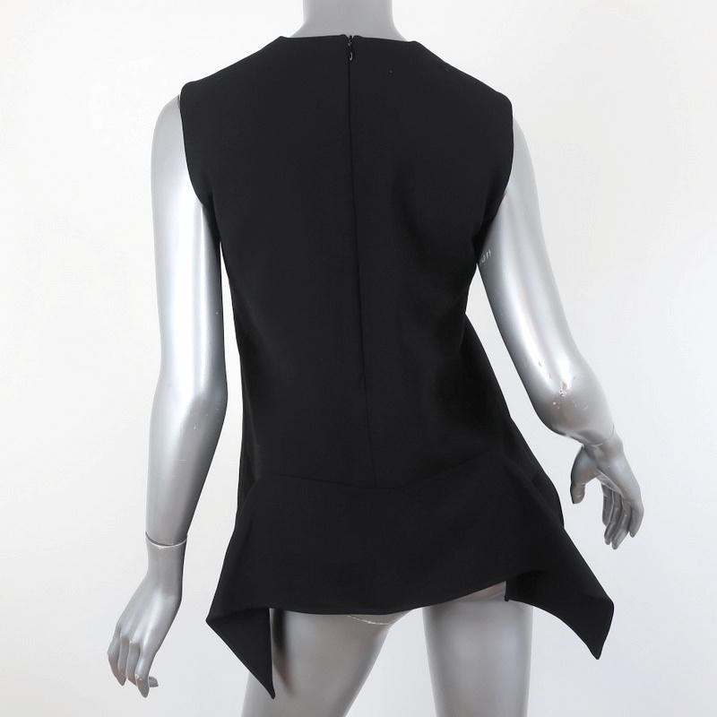 Victoria Victoria Beckham Top Black Wool Crepe Size US 4 Sleeveless Blouse available at CelebrityOwned.com img_6