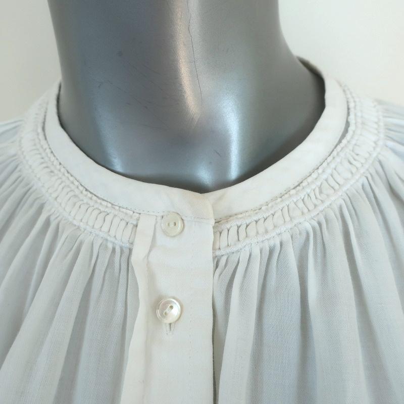 Vince Blouse White Soft Pleated Cotton Size Extra Small Long Sleeve Shirt available at CelebrityOwned.com img_2
