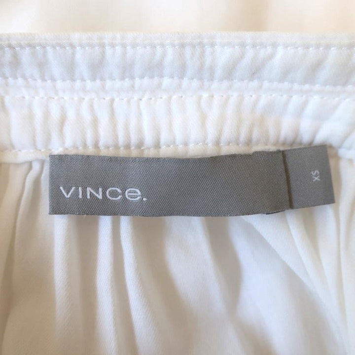 Vince Blouse White Soft Pleated Cotton Size Extra Small Long Sleeve Shirt available at CelebrityOwned.com img_6