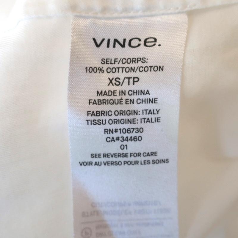 Vince Blouse White Soft Pleated Cotton Size Extra Small Long Sleeve Shirt available at CelebrityOwned.com img_7