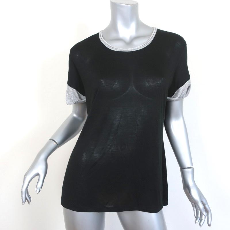 Vince Colorblock Roll Sleeve Tee Black/Gray Size Small Short Sleeve Top available at CelebrityOwned.com img_1