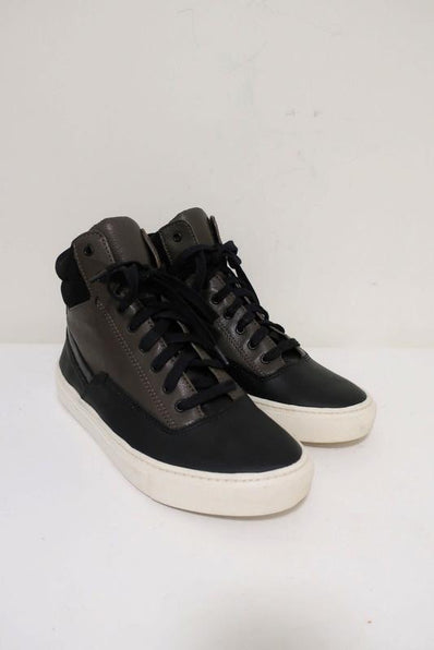 Vince High Top Sneakers Newman Brown Leather & Black Suede Size 7 available at CelebrityOwned.com img_1