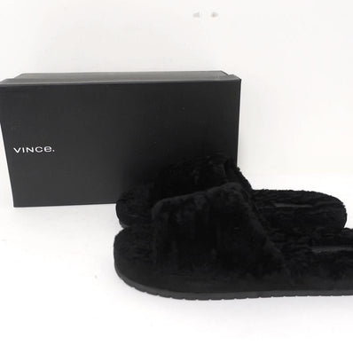 Vince Kalina Shearling Slipper Slide Sandals Black Size 9.5 NEW available at CelebrityOwned.com img_1