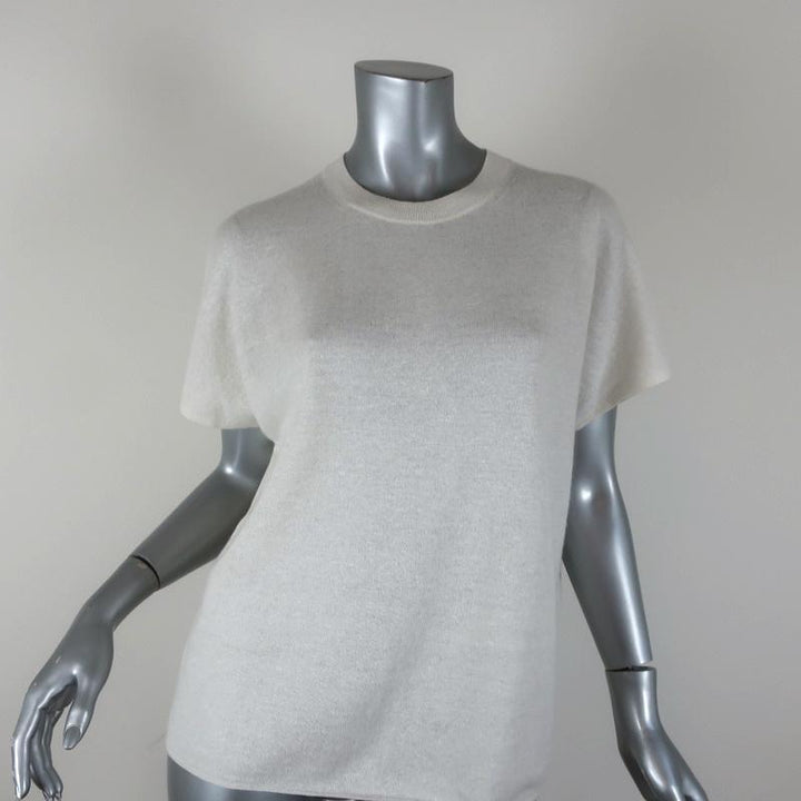 Vince Knit Top Cream Cashmere-Linen Size Medium Short Sleeve Sweater NEW available at CelebrityOwned.com img_1