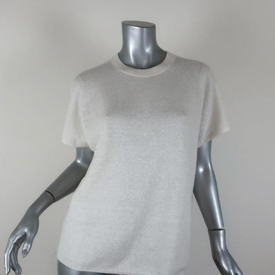 Vince Knit Top Cream Cashmere-Linen Size Medium Short Sleeve Sweater NEW available at CelebrityOwned.com img_1