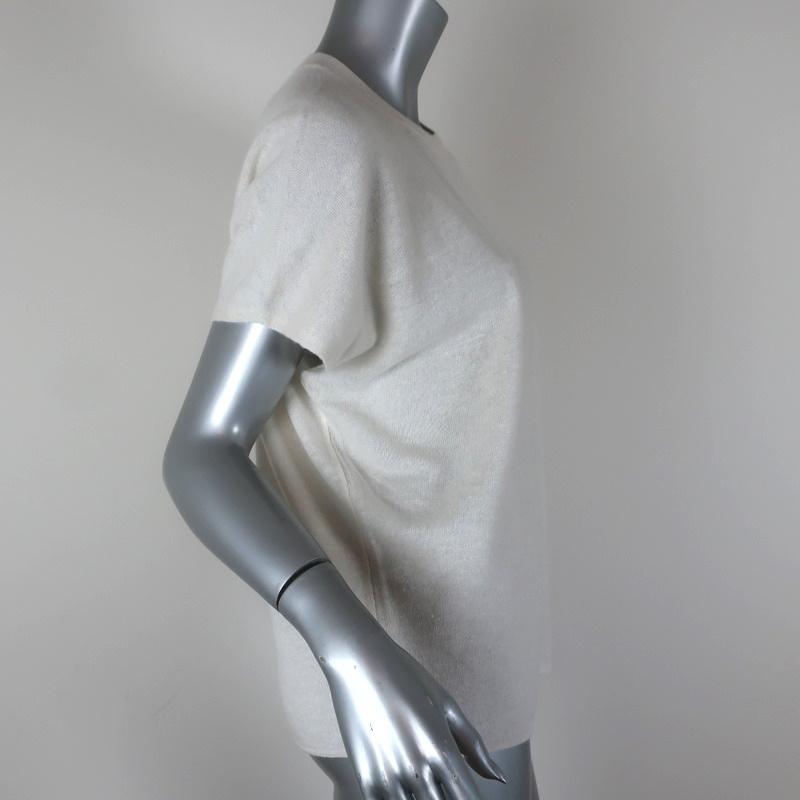 Vince Knit Top Cream Cashmere-Linen Size Medium Short Sleeve Sweater NEW available at CelebrityOwned.com img_3