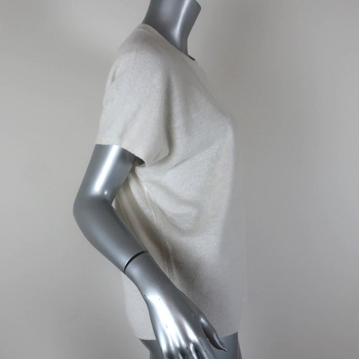 Vince Knit Top Cream Cashmere-Linen Size Medium Short Sleeve Sweater NEW available at CelebrityOwned.com img_3