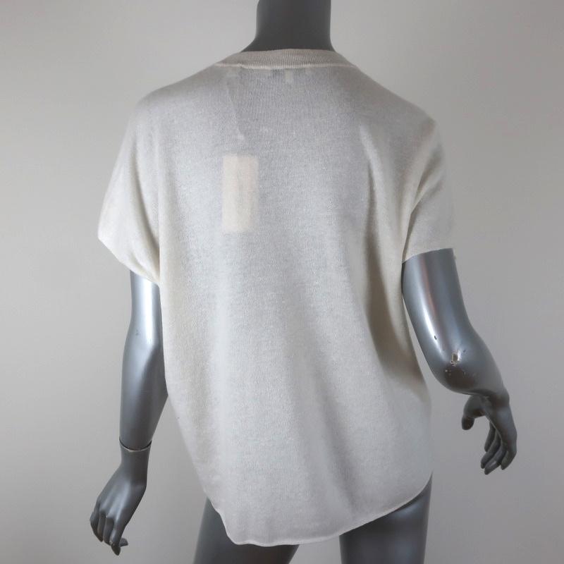 Vince Knit Top Cream Cashmere-Linen Size Medium Short Sleeve Sweater NEW available at CelebrityOwned.com img_4