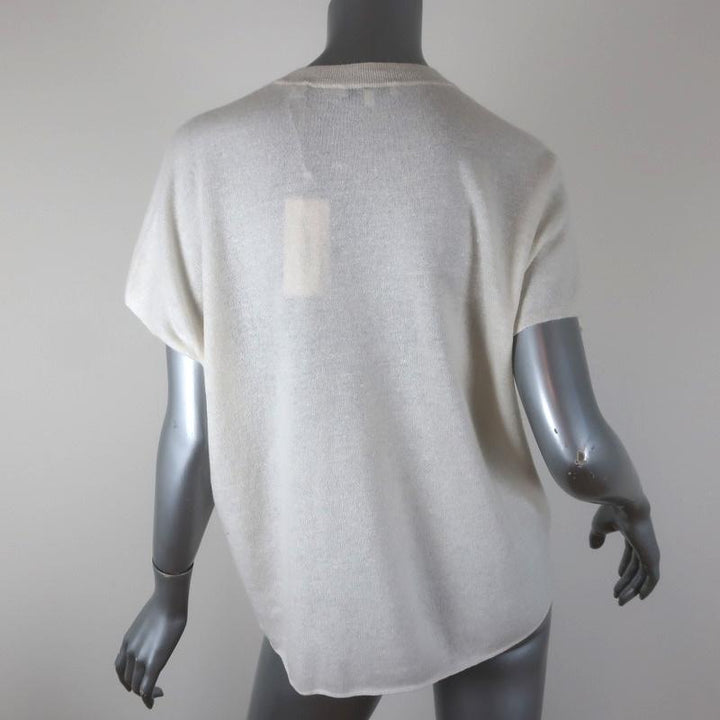 Vince Knit Top Cream Cashmere-Linen Size Medium Short Sleeve Sweater NEW available at CelebrityOwned.com img_4
