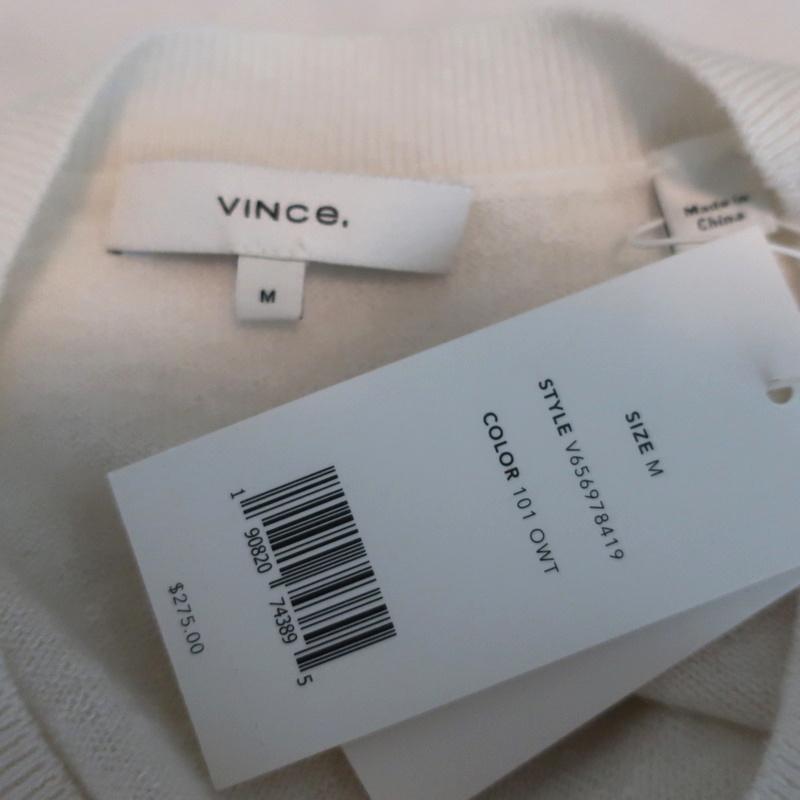 Vince Knit Top Cream Cashmere-Linen Size Medium Short Sleeve Sweater NEW available at CelebrityOwned.com img_5
