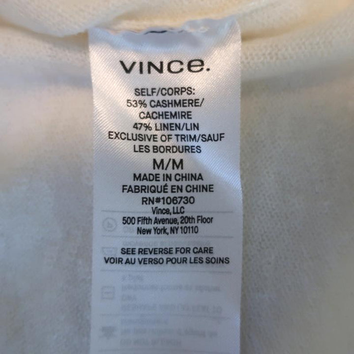Vince Knit Top Cream Cashmere-Linen Size Medium Short Sleeve Sweater NEW available at CelebrityOwned.com img_6