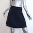 Vince Pleated Skirt Navy Stretch Wool & Black Leather Size 0