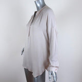 Vince Popover Blouse Light Beige Matte Satin Size Extra Small Long Sleeve Top available at CelebrityOwned.com img_2