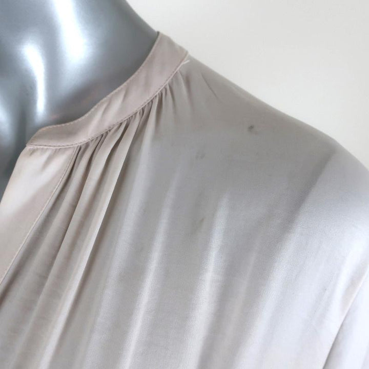 Vince Popover Blouse Light Beige Matte Satin Size Extra Small Long Sleeve Top available at CelebrityOwned.com img_3