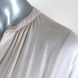 Vince Popover Blouse Light Beige Matte Satin Size Extra Small Long Sleeve Top available at CelebrityOwned.com img_3