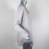 Vince Popover Blouse Light Beige Matte Satin Size Extra Small Long Sleeve Top available at CelebrityOwned.com img_4