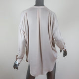 Vince Popover Blouse Light Beige Matte Satin Size Extra Small Long Sleeve Top available at CelebrityOwned.com img_5