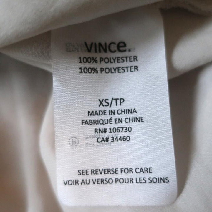Vince Popover Blouse Light Beige Matte Satin Size Extra Small Long Sleeve Top available at CelebrityOwned.com img_7