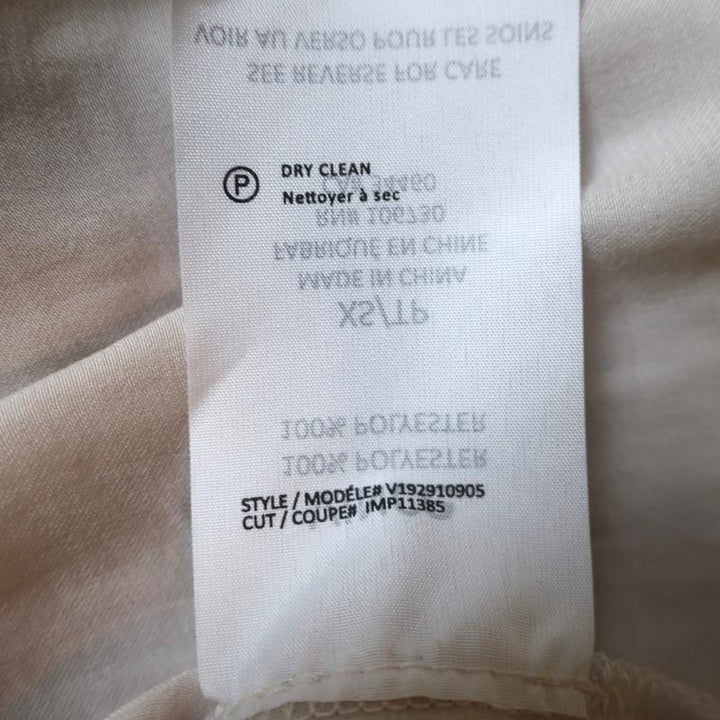 Vince Popover Blouse Light Beige Matte Satin Size Extra Small Long Sleeve Top available at CelebrityOwned.com img_8