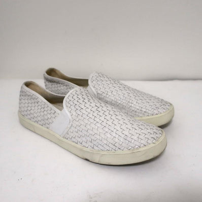 Vince Preston Slip-On Skate Sneakers White Woven Leather Size 9.5 available at CelebrityOwned.com img_1