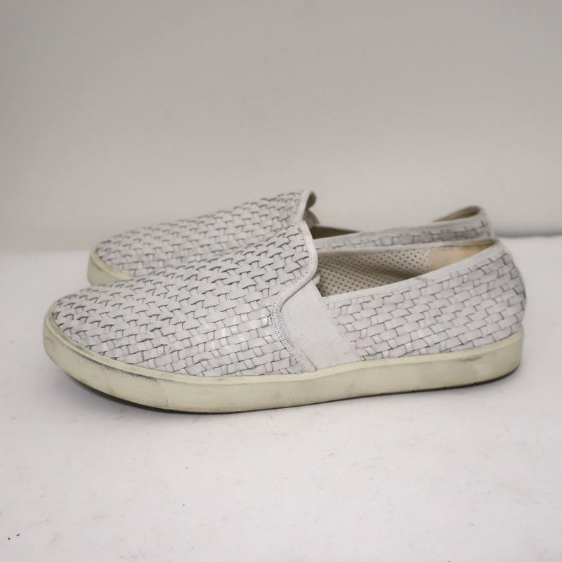 Vince Preston Slip-On Skate Sneakers White Woven Leather Size 9.5 available at CelebrityOwned.com img_5