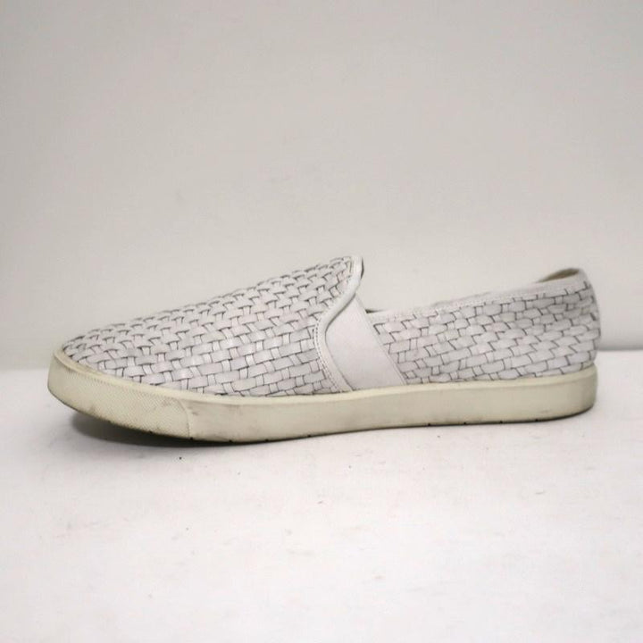 Vince Preston Slip-On Skate Sneakers White Woven Leather Size 9.5 available at CelebrityOwned.com img_6