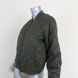 Vince Quilted Bomber Jacket Olive Nylon Size Extra Small available at CelebrityOwned.com img_3