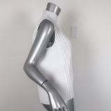 Vince Sleeveless Turtleneck Top White Mixed Rib Knit Size Medium available at CelebrityOwned.com img_4