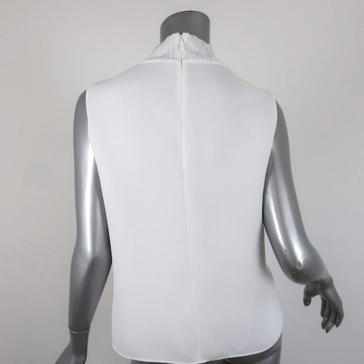 Vince Sleeveless Turtleneck Top White Mixed Rib Knit Size Medium available at CelebrityOwned.com img_5
