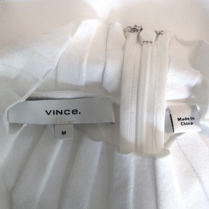 Vince Sleeveless Turtleneck Top White Mixed Rib Knit Size Medium available at CelebrityOwned.com img_6