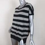 Vince Striped Knit Top Gray Cashmere-Blend Size Medium Short Sleeve Sweater available at CelebrityOwned.com img_2