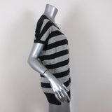 Vince Striped Knit Top Gray Cashmere-Blend Size Medium Short Sleeve Sweater available at CelebrityOwned.com img_4