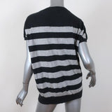 Vince Striped Knit Top Gray Cashmere-Blend Size Medium Short Sleeve Sweater available at CelebrityOwned.com img_6