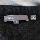 Vince Striped Knit Top Gray Cashmere-Blend Size Medium Short Sleeve Sweater available at CelebrityOwned.com img_7