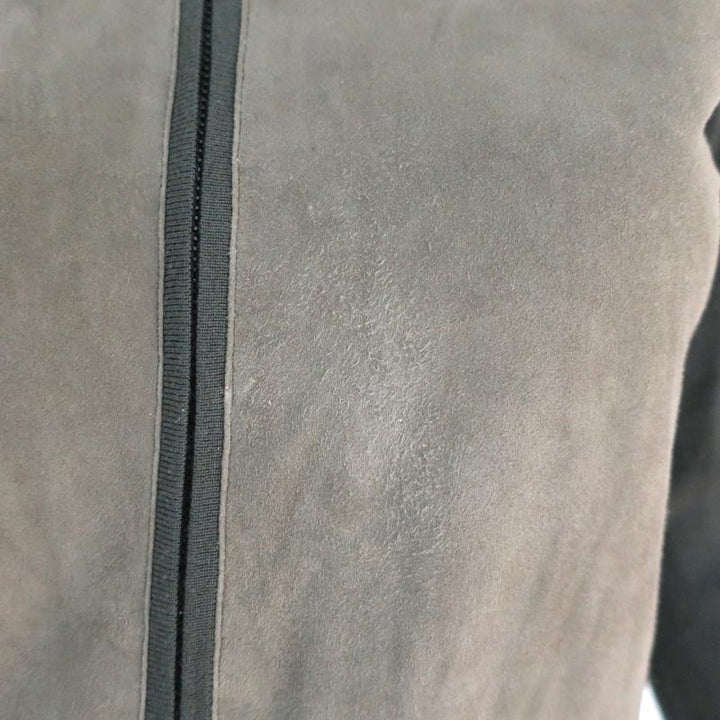 Vince Suede Front Cardigan Olive Wool Size Extra Small Zip-Up Sweater available at CelebrityOwned.com img_2