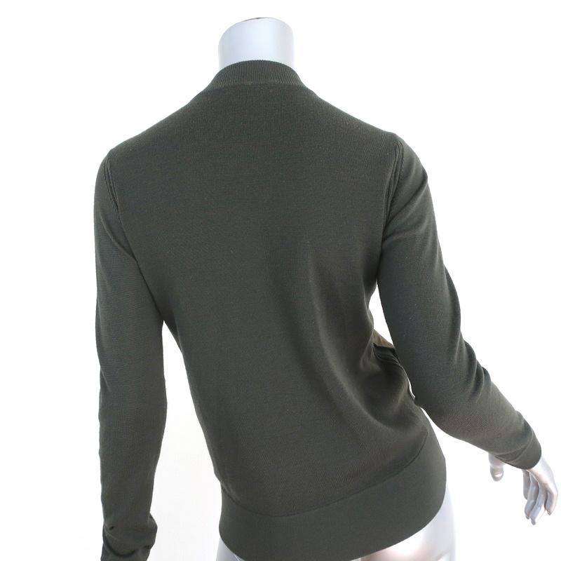Vince Suede Front Cardigan Olive Wool Size Extra Small Zip-Up Sweater available at CelebrityOwned.com img_6