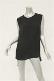 Vince Tank Top Black Rib Trim Ruched Silk Size 10 Sleeveless Blouse available at CelebrityOwned.com img_1