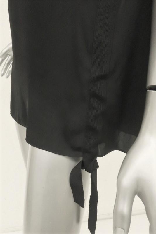 Vince Tank Top Black Rib Trim Ruched Silk Size 10 Sleeveless Blouse available at CelebrityOwned.com img_2