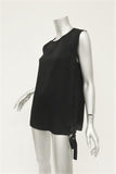 Vince Tank Top Black Rib Trim Ruched Silk Size 10 Sleeveless Blouse available at CelebrityOwned.com img_3